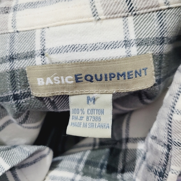 Basic Equipment 100% cotton Shirt Plaid Button Down Long Sleeve Size M unisex - Picture 4 of 7
